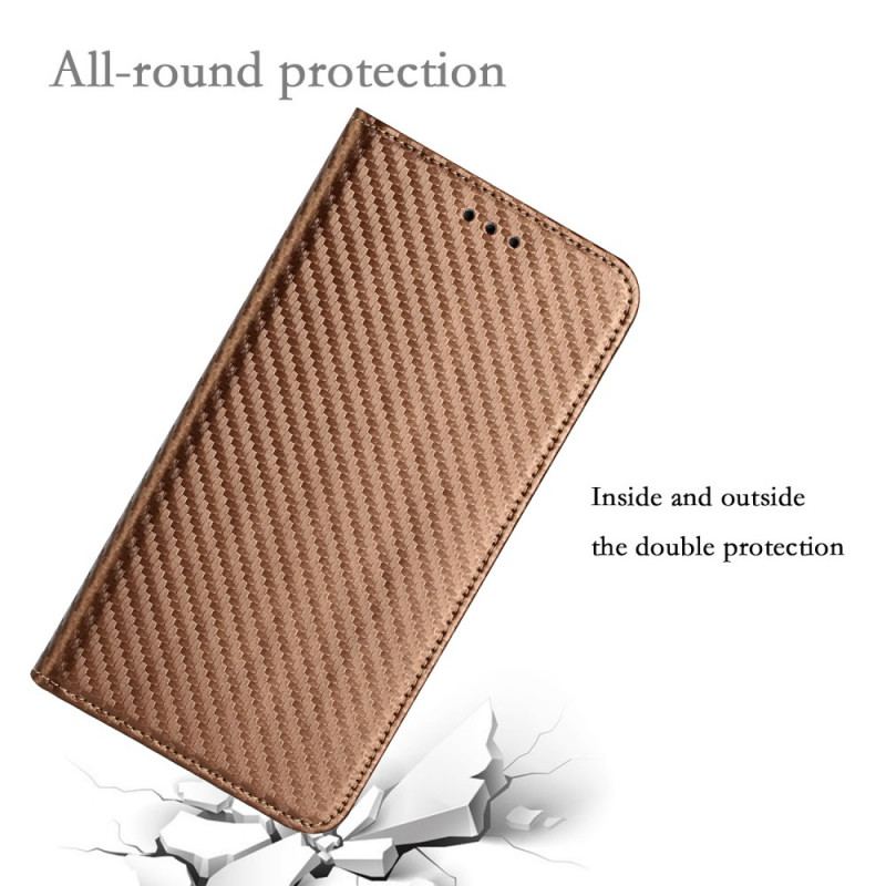 Flip Cover Samsung Galaxy S22 Ultra 5G Fibre Carbone à Lanière