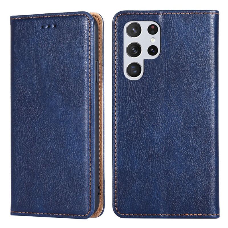 Flip Cover Samsung Galaxy S22 Ultra 5G Simili Cuir Coutures