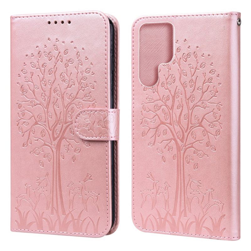 Housse Samsung Galaxy S22 Ultra 5G Arbre et Cerfs