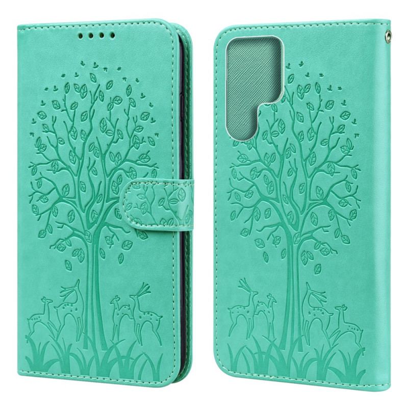 Housse Samsung Galaxy S22 Ultra 5G Arbre et Cerfs