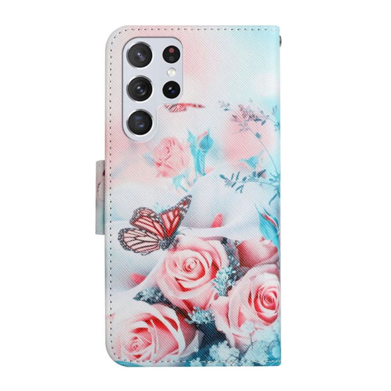 Housse Samsung Galaxy S22 Ultra 5G Bouquet de Fleurs et Papillons