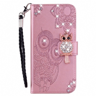 Housse Samsung Galaxy S22 Ultra 5G Hibou Mandala et Breloque