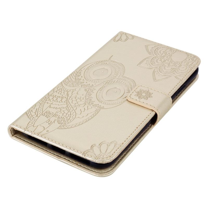 Housse Samsung Galaxy S22 Ultra 5G Hibou Mandala et Lanière