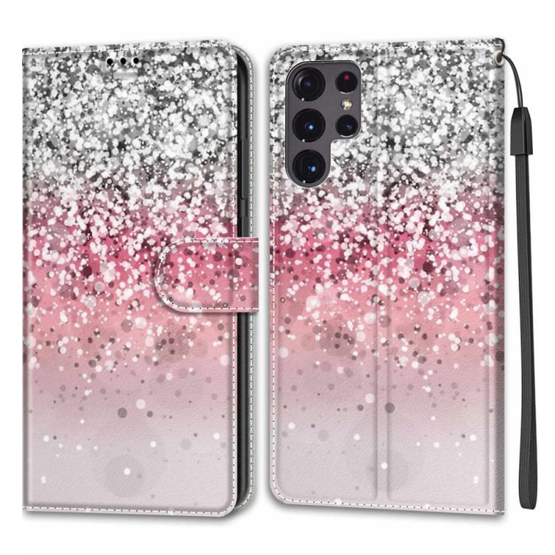 Housse Samsung Galaxy S22 Ultra 5G Paillettes avec Lanière