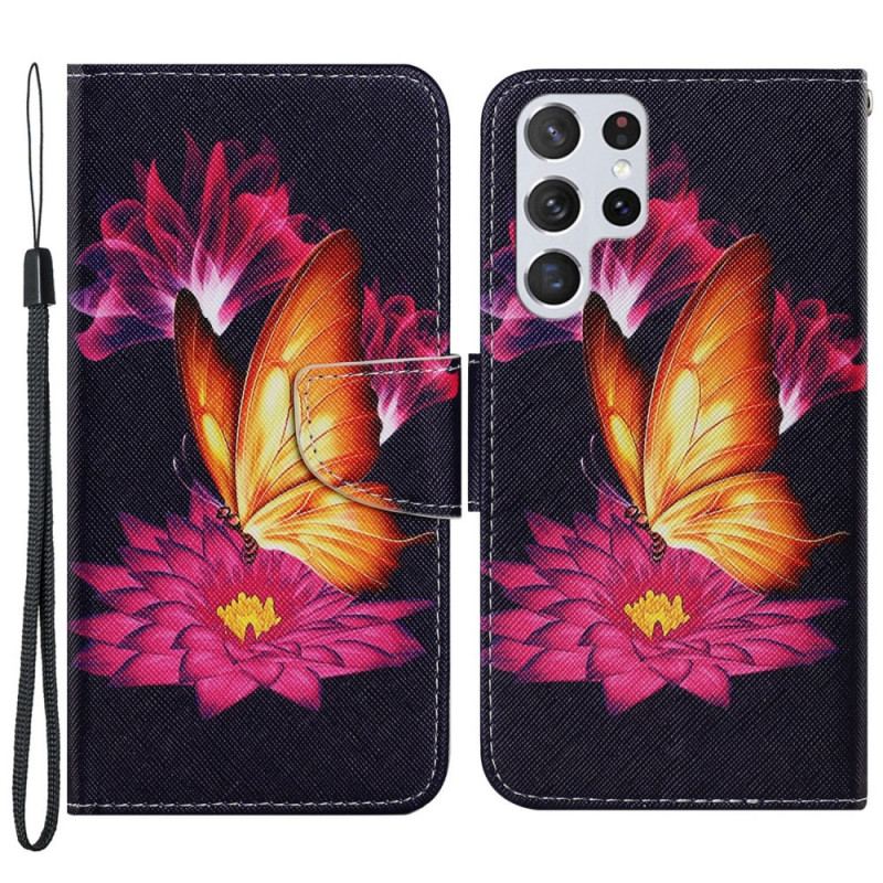 Housse Samsung Galaxy S22 Ultra 5G Papillon et Lotus