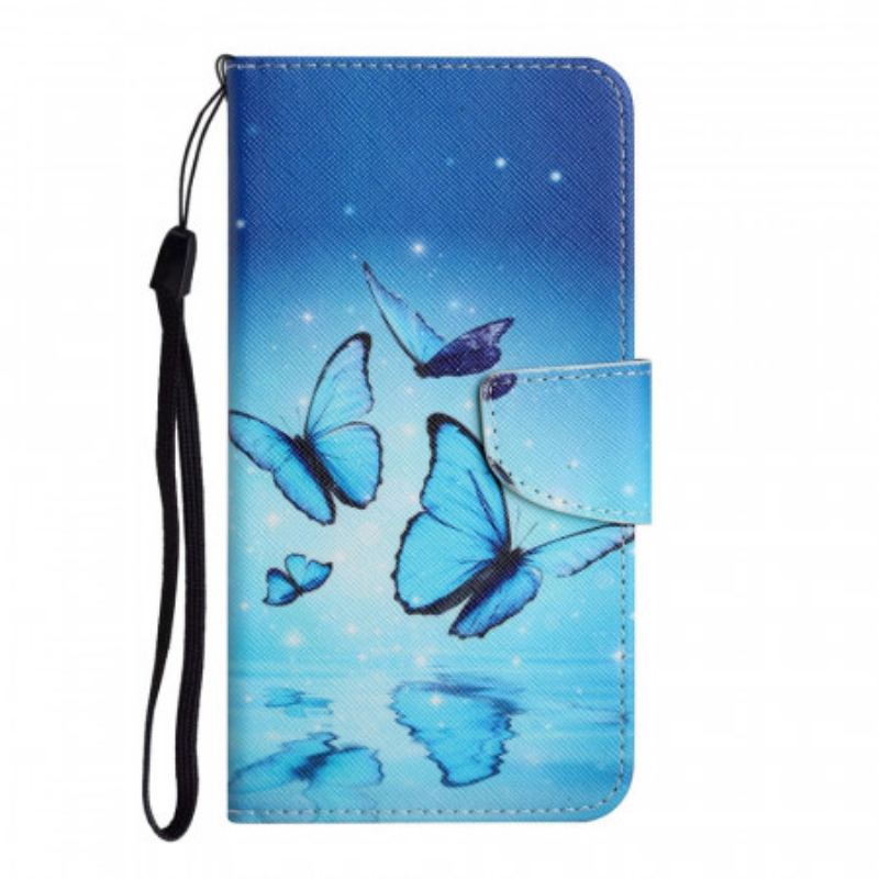 Housse Samsung Galaxy S22 Ultra 5G Papillons Bleus