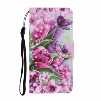 Housse Samsung Galaxy S22 Ultra 5G Papillons et Tulipes