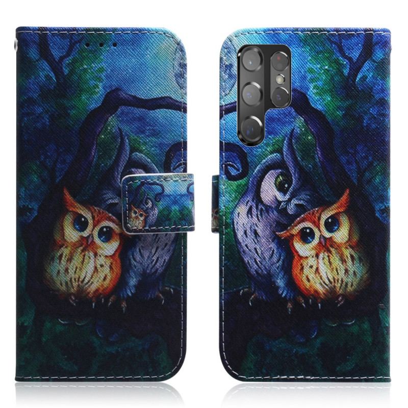 Housse Samsung Galaxy S22 Ultra 5G Peinture de Hiboux