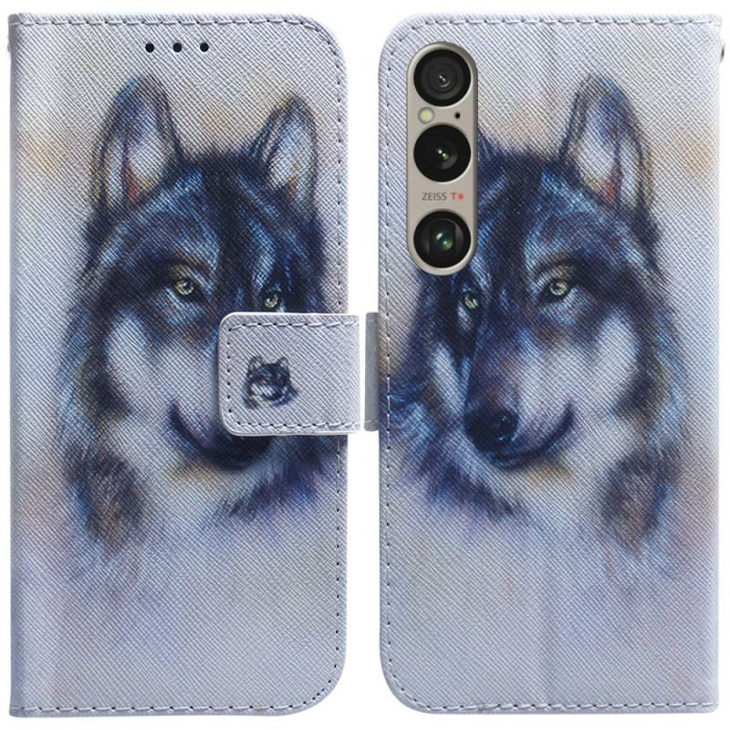 Housse Sony Xperia 1 VI Loup Aquarelle