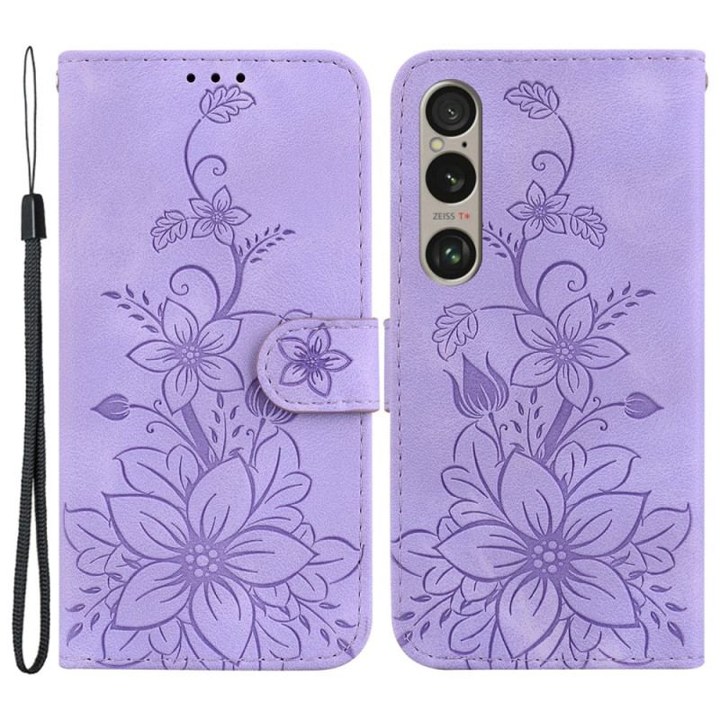 Housse Sony Xperia 1 VI Motif Floral à Lanière