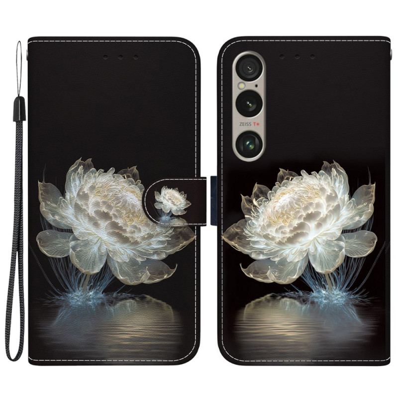 Housse Sony Xperia 1 VI Pivoine Cristal à Lanière