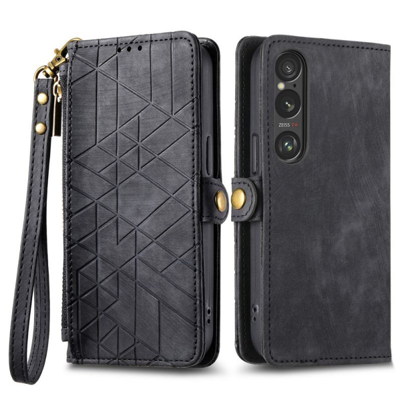 Housse Sony Xperia 1 VI Portefeuille Motifs Géométriques