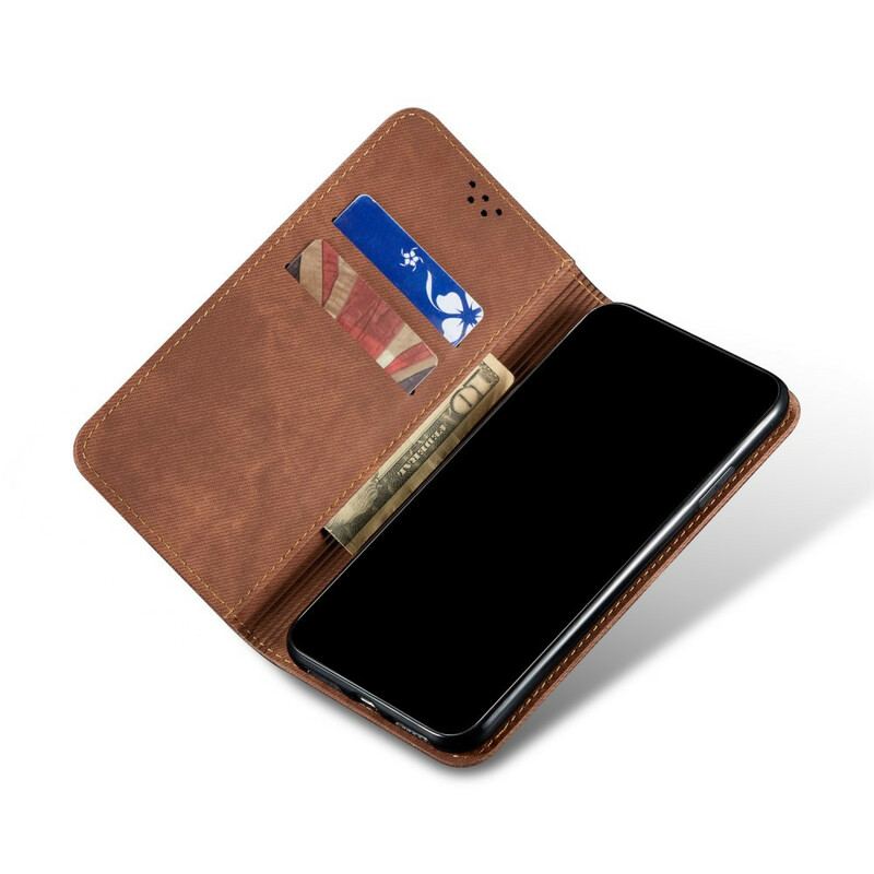 Flip Cover Samsung Galaxy M51 Tissu Jeans