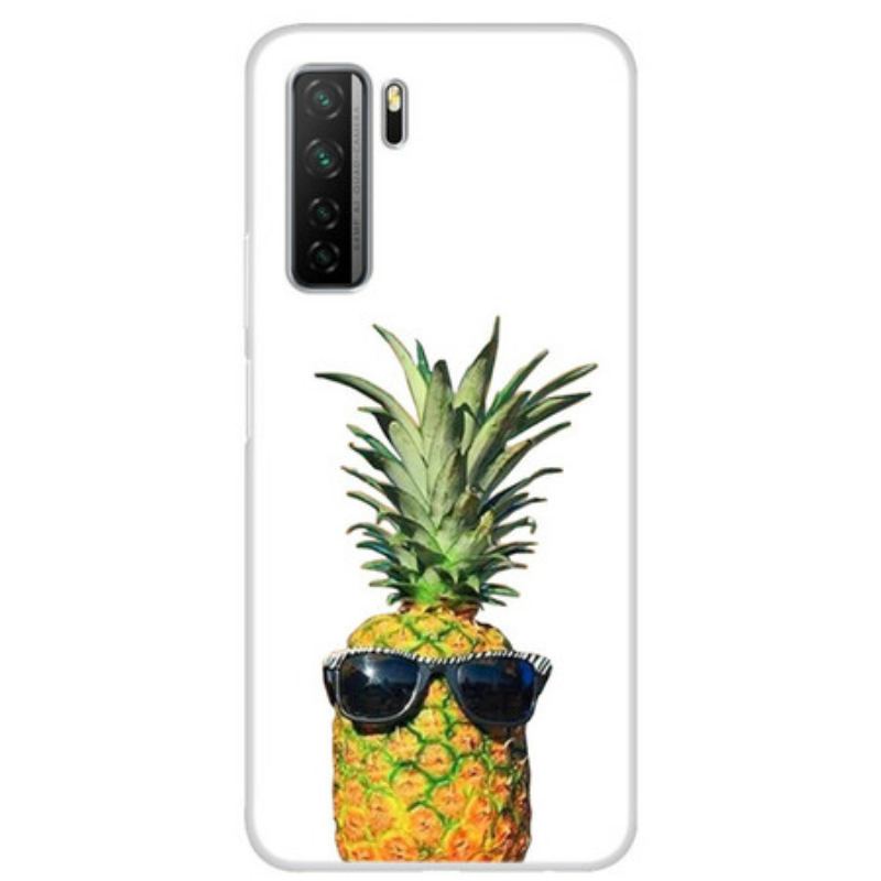 Coque Huawei P40 Lite 5G Transparente Ananas à Lunettes