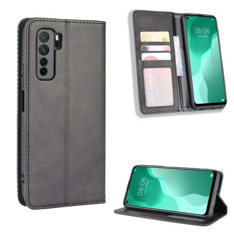 Flip Cover Huawei P40 Lite 5G  Effet Cuir Vintage Stylisé