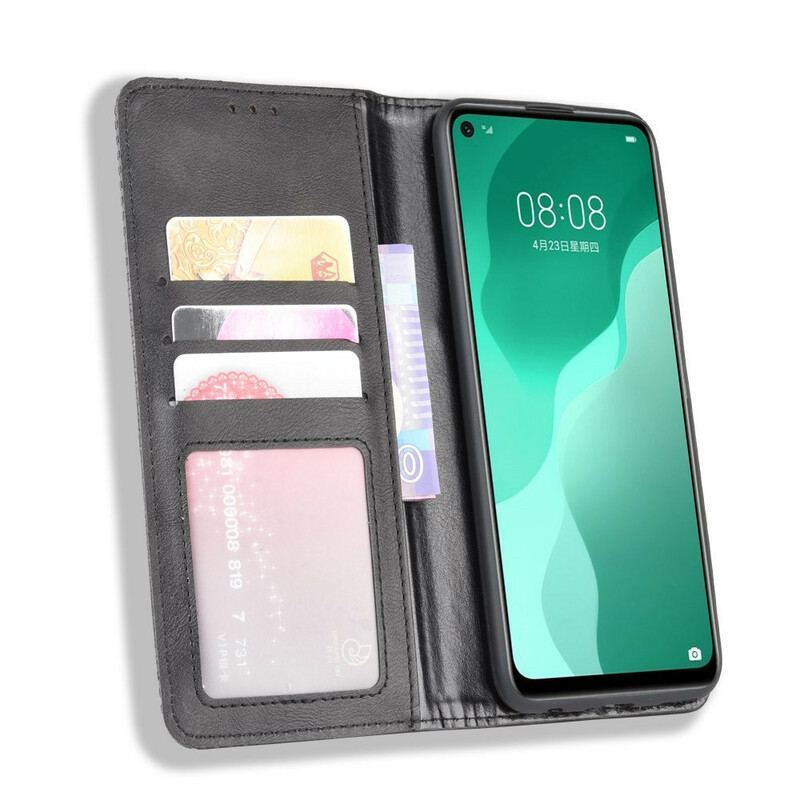 Flip Cover Huawei P40 Lite 5G  Effet Cuir Vintage Stylisé