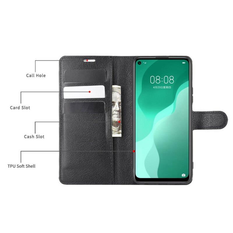 Housse Huawei P40 Lite 5G Simili Cuir Litchi Classique