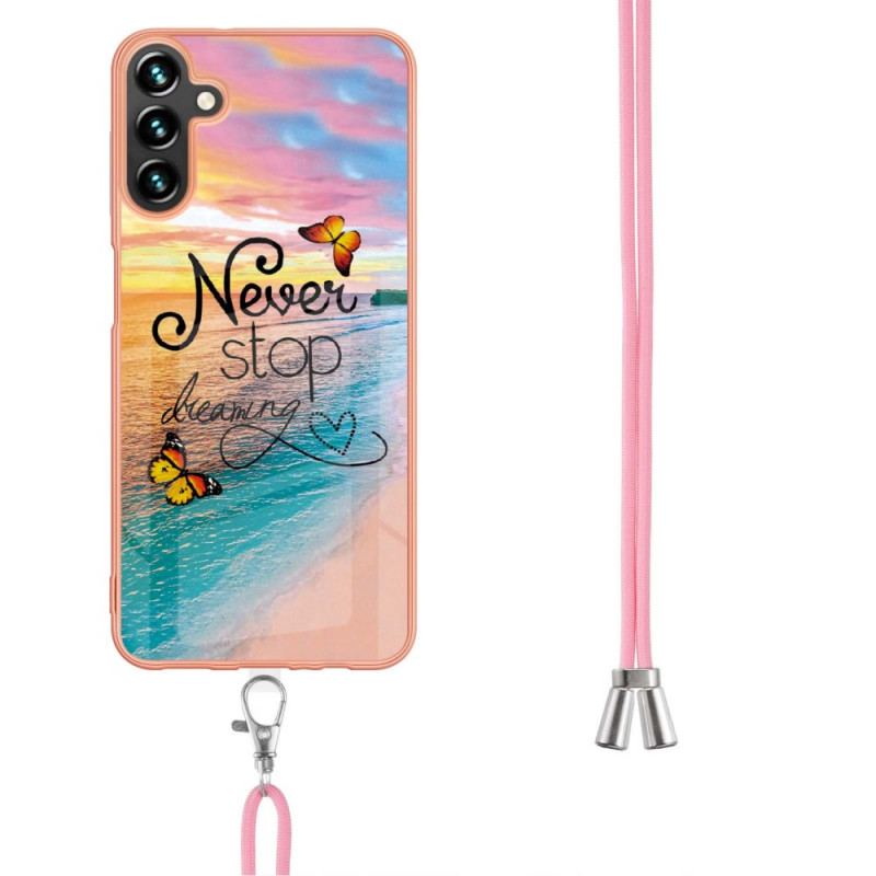 Coque Samsung Galaxy A13 5G / A04s à Cordon Never Stop Dreaming