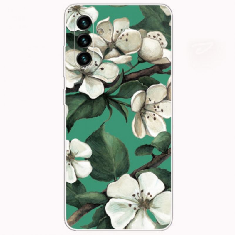 Coque Samsung Galaxy A13 5G / A04s Fleurs Blanches Peintes