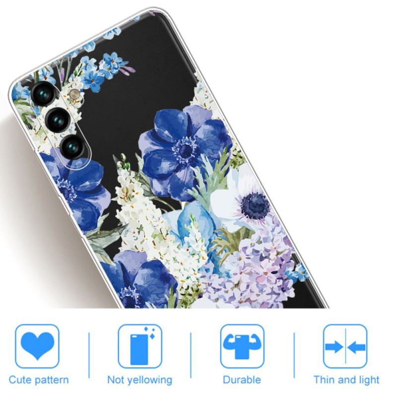 Coque Samsung Galaxy A13 5G / A04s Fleurs Bleues Aquarelle