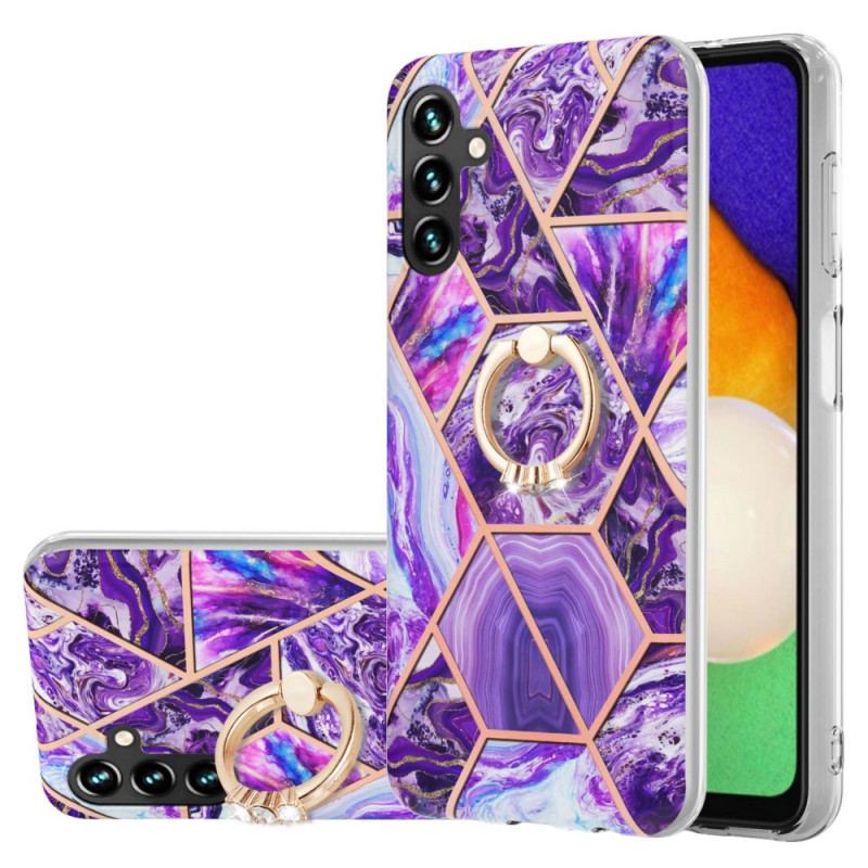 Coque Samsung Galaxy A13 5G / A04s Marbre Géométrique avec Anneau-Support