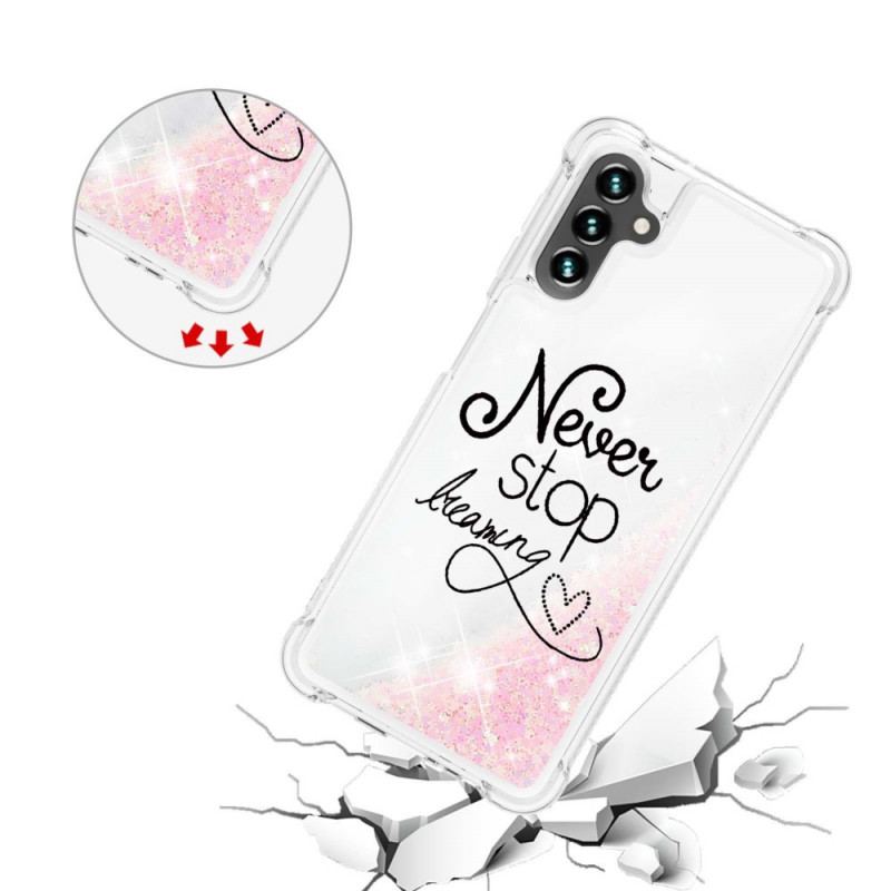 Coque Samsung Galaxy A13 5G / A04s Never Stop Dreaming Paillettes