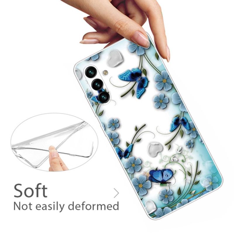 Coque Samsung Galaxy A13 5G / A04s Papillons et Fleurs Rétros