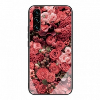 Coque Samsung Galaxy A13 5G / A04s Verre trempé Fleurs Roses