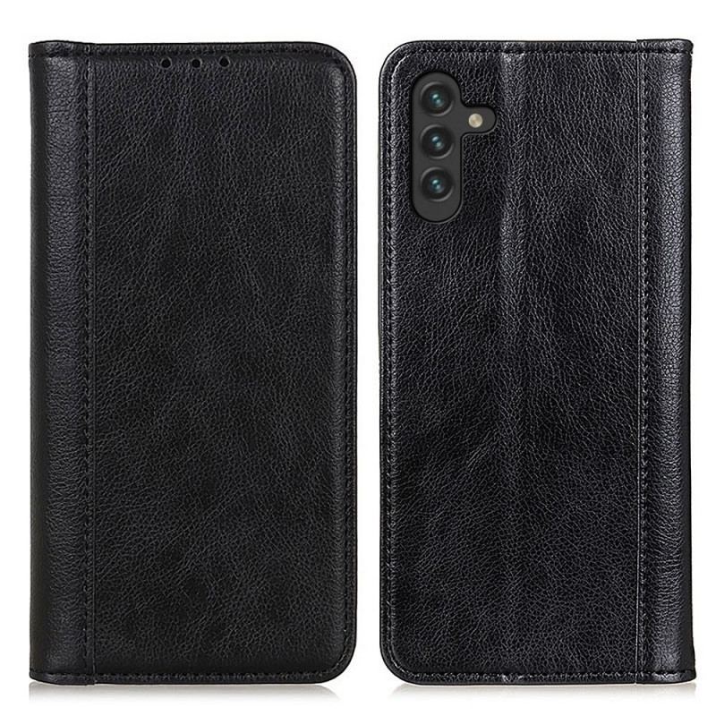 Flip Cover Samsung Galaxy A13 5G / A04s Cuir Litchi Fendu Élégance