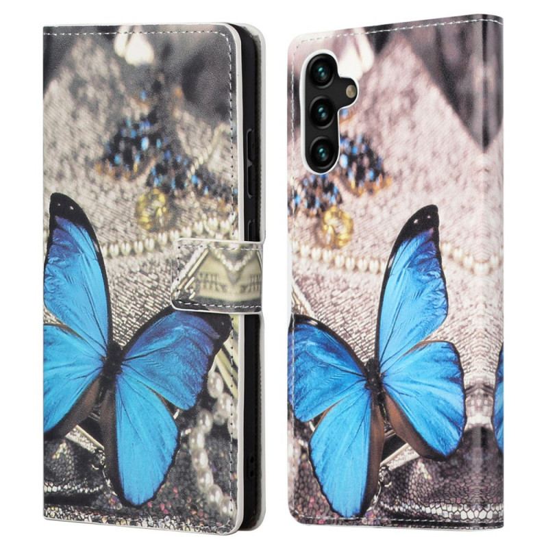 Housse Samsung Galaxy A13 5G / A04s Papillon Bleu