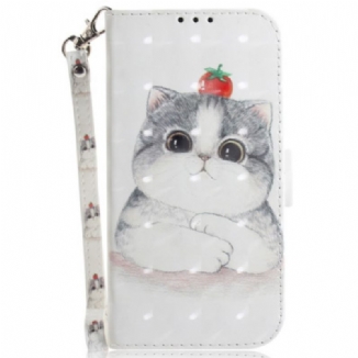 Housse Oppo Reno 12 5G Chat Mignon à Lanière