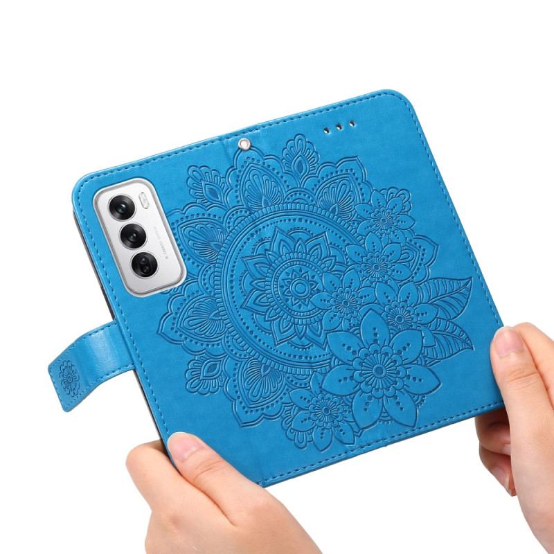 Housse Oppo Reno 12 5G Impression Mandala à Lanière