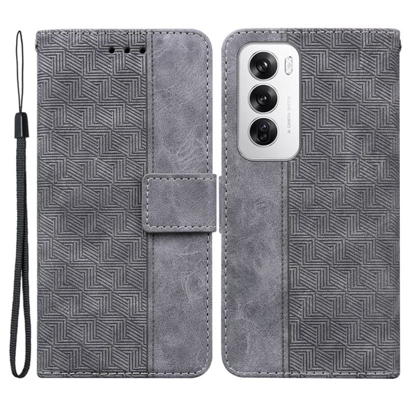 Housse Oppo Reno 12 5G Motif Tissé à Lanière