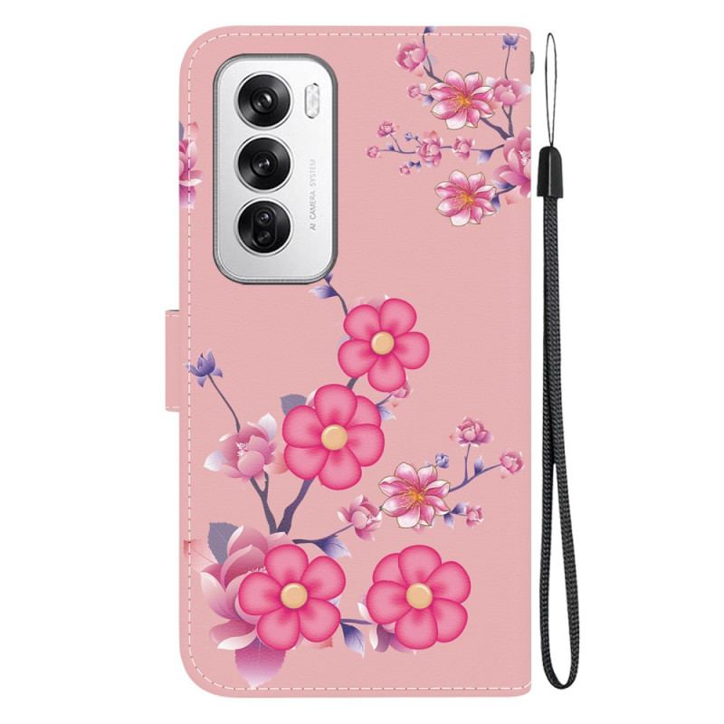 Housse Oppo Reno 12 5G Sakura à Lanière