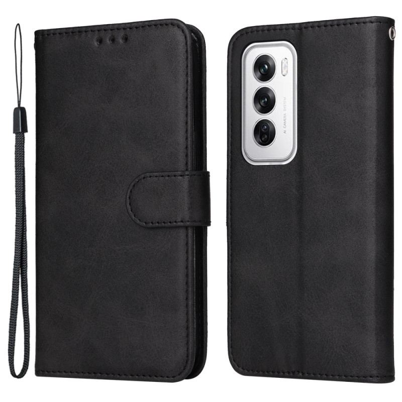 Housse Oppo Reno 12 5G Simili Cuir Uni à Lanière