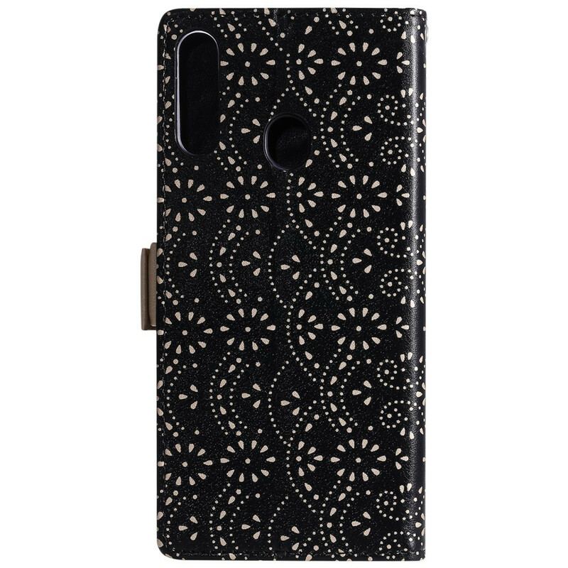 Housse Samsung Galaxy A20s Dentelle Porte-Monnaie à Lanière