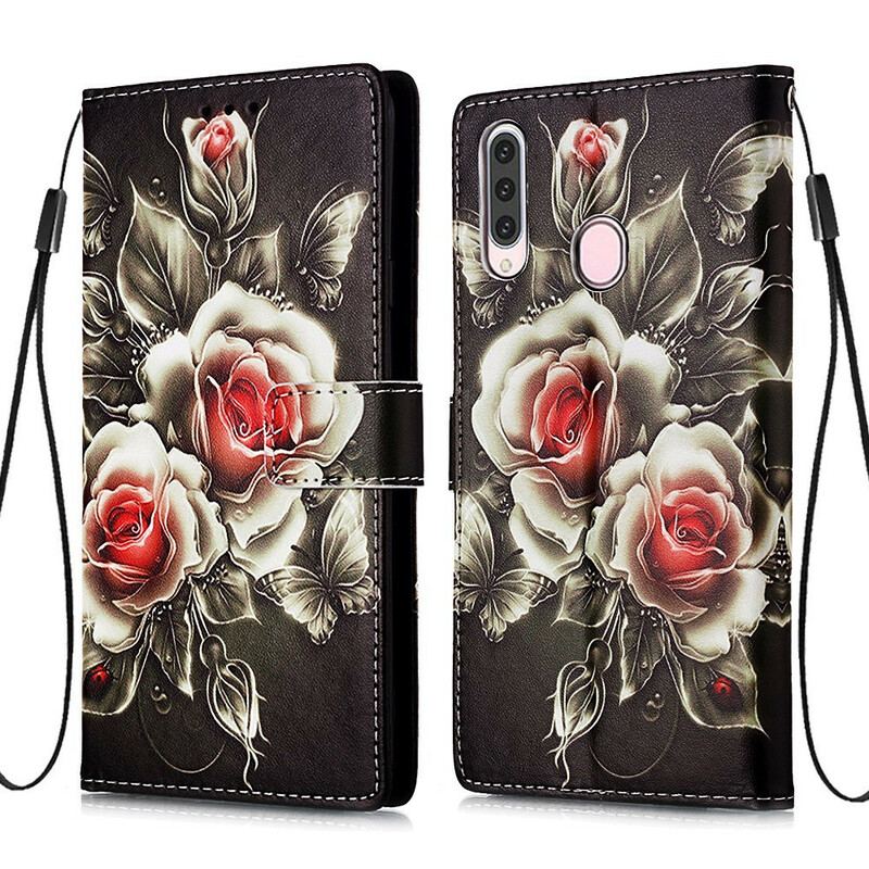 Housse Samsung Galaxy A20s Roses Dorées