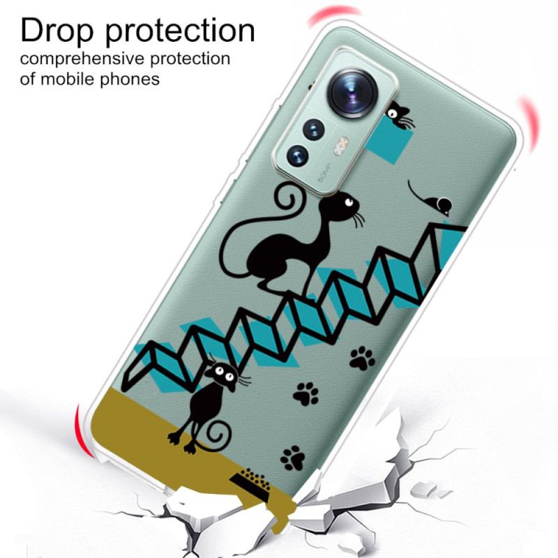 Coque Xiaomi 12 Pro Chats sur l'Escalier