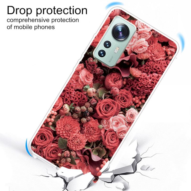 Coque Xiaomi 12 Pro Silicone Déclinaison Florale