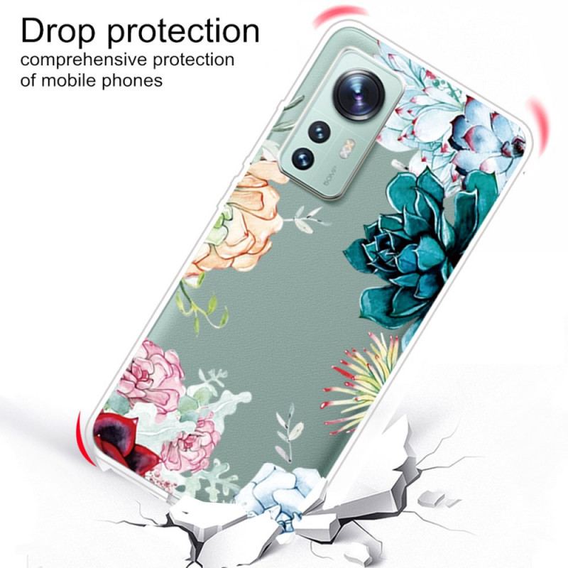 Coque Xiaomi 12 Pro Silicone Fleurs Sauvages