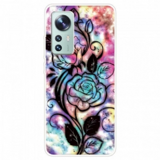 Coque Xiaomi 12 Pro Silicone Florale Graphique