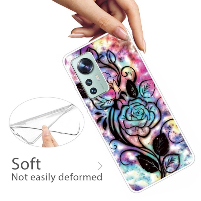 Coque Xiaomi 12 Pro Silicone Florale Graphique