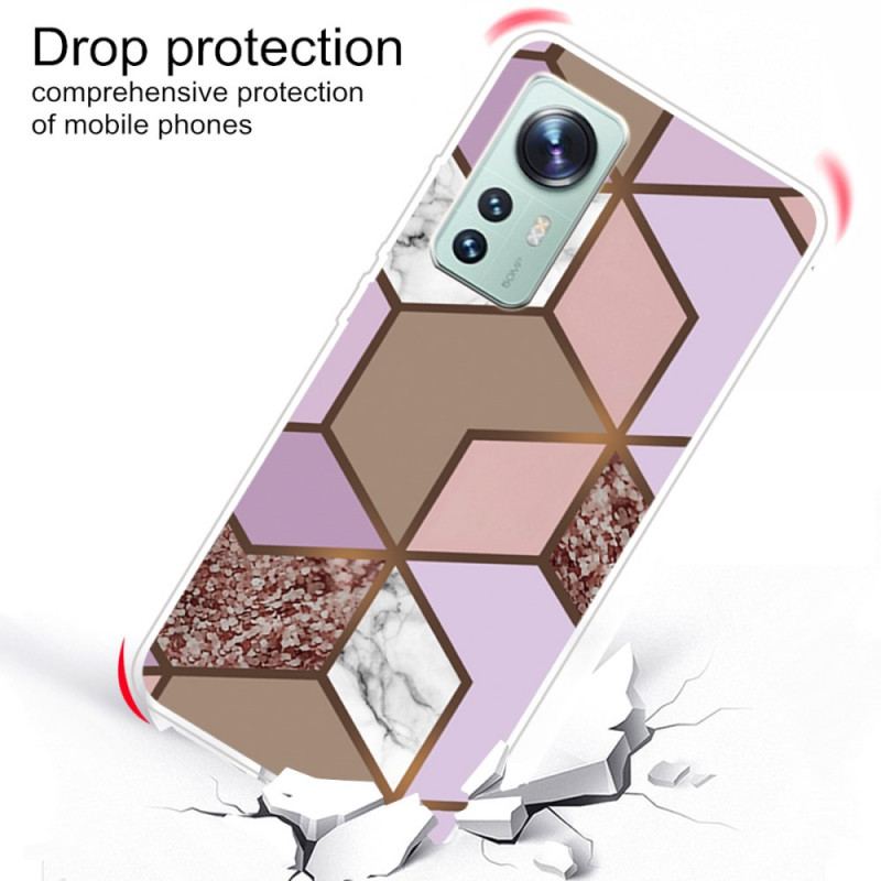 Coque Xiaomi 12 Pro Silicone Marbre Géométrie