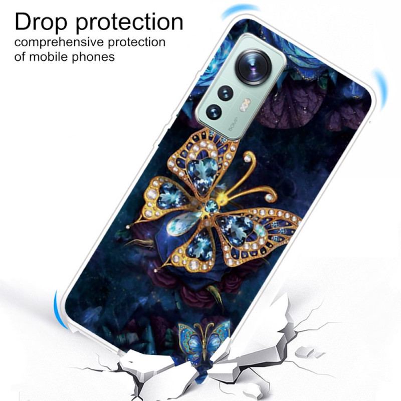 Coque Xiaomi 12 Pro Silicone Papillon Décliné