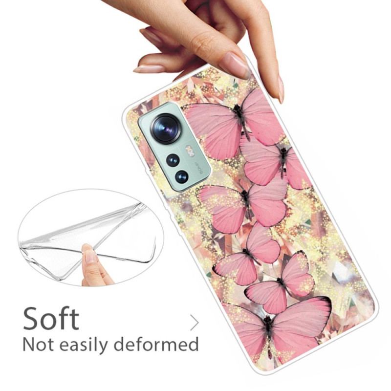 Coque Xiaomi 12 Pro Silicone Papillons