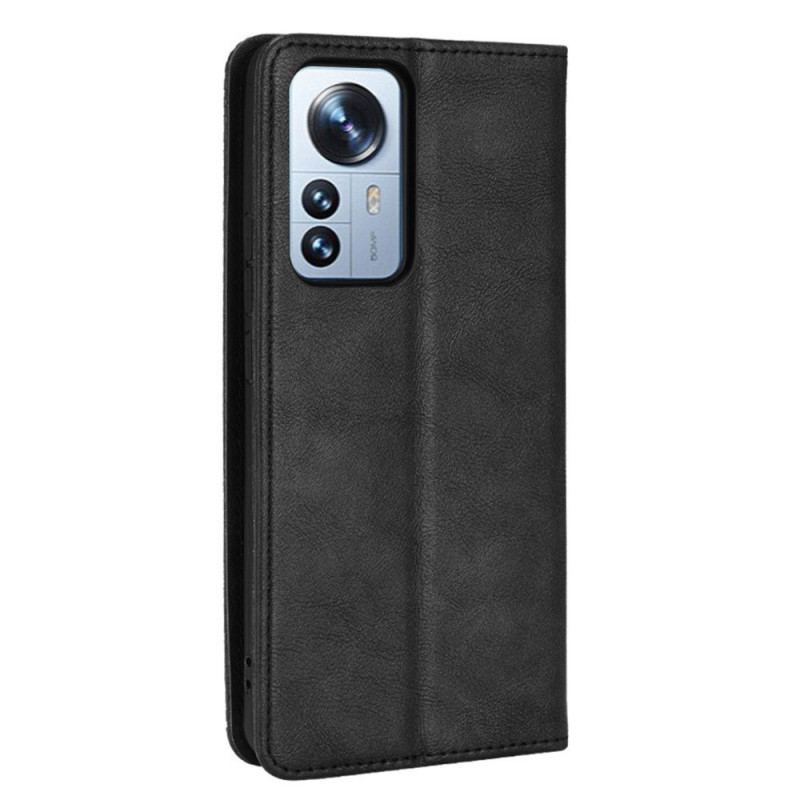 Flip Cover Xiaomi 12 Pro Effet Cuir Vintage Stylisé