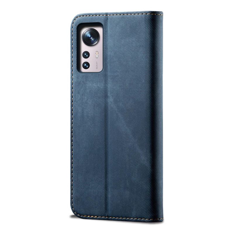 Flip Cover Xiaomi 12 Pro Tissu Jeans