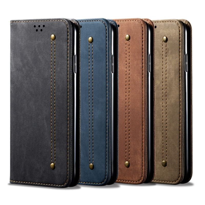 Flip Cover Xiaomi 12 Pro Tissu Jeans