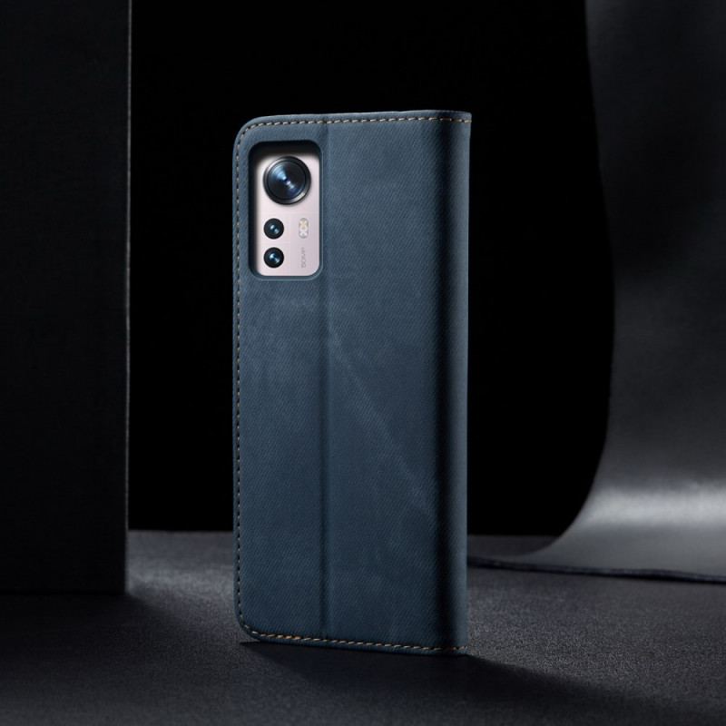 Flip Cover Xiaomi 12 Pro Tissu Jeans