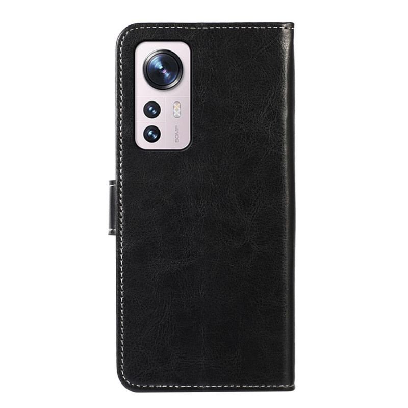 Housse Xiaomi 12 Pro Effet Cuir Couture